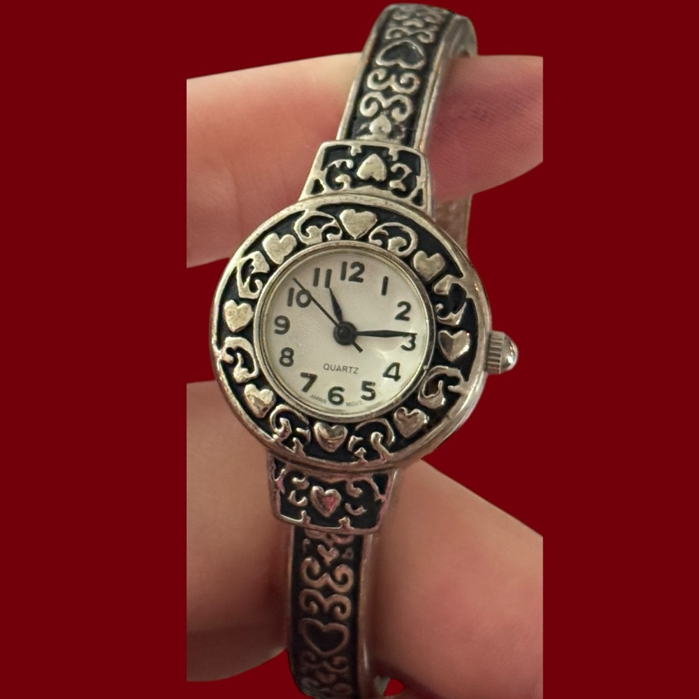 Vintage Silver Heart Watch Quartz Japan Movement Avon Watch